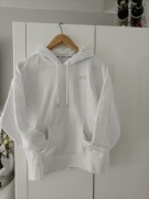 DKNY SPORT BIAŁA BLUZA Z KAPTUREM Z NADRUKIEM LOGO