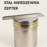 Zepter – Pojemnik na lód ze szczypcami. Stal nierdzewna 13,5 x 11,5 cm
