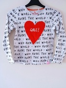 Biała bluzka w czarne napisy z czerwonym sercem 146 kod968