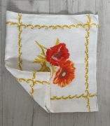 Obrus kwiaty len maki 80x70 cm biały czerwony 