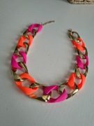 Naszyjnik łańcuch neonowy regulowany róż+ pomarańcz+ złoto