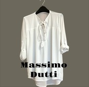 Bluzka koszula Massimo Dutti biała zwiewna luźna podwijane rękawki M