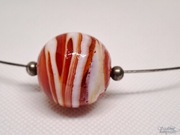 Naszyjnik na lince, obręczy, szkło weneckie czerwona