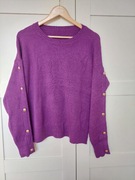Sweter fioletowy złote guziki na rękawie Sevenday roz.M/L