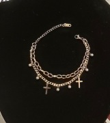 Bransoletka 2w1 krzyże i kulki 