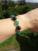 Bransoletka na sznureczku Purpuryt Onyks zielony Regulowana