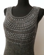 Sukienka Tunika zimowa zdobiona szara 38 M