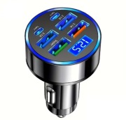 ŁADOWARKA SAMOCHODOWA 6W1 USB USB-C ROZDZIELACZ FAST CHARGE LED