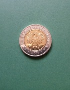 5 zł  2018 r 100 lat Odzyskania Niepodległości, destrukt ( zapchany stepel)