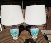 2 Lampy Porcelanowe z elementami mosiądzu