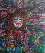 Obraz "Wkręcona na wesoło" 50x60, akryl na płótnie