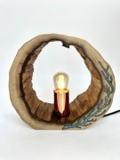 Lampa lampka stołowa nocna drewno i żywica