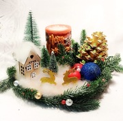 Stroik Boże Narodzenie Świeca sojowa Dekoracja domek