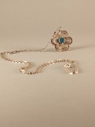 Srebrna zawieszka filigranowa 925 z akwamarynem + łańcuszek handmade
