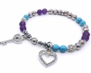 Bransoletka turkus ametyst kamienie charms