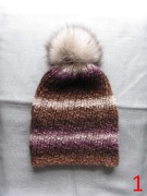 Czapka pompon z lisa ręcznie robiona hand made