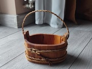 Małe wiaderko kosz ozdobne drewniane dekoracyjne 