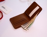 Męski skórzany portfel slim ręcznie robiony, brązowy