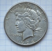 01216 USA 1 Peace Dolar 1926 S srebro ładny 
