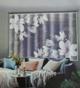 Firana Granatowa w kwiaty 180x250cm