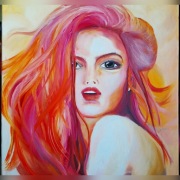 Obraz olejny kobieta twarz 40 x 40