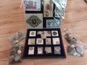 Stare banknoty i monety. Srebrne monety. Szwecja, Europa, świat