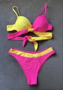 Strój kąpielowy dwuczęściowy bikini 80B i S neonowy