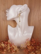 Długie Wiszące Kolczyki Ślubne Złote Białe Półprzezroczyste Listki