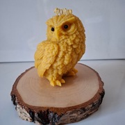 Piękna sowa, świeca sowa z wosku pszczelego ,10cm