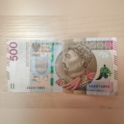 Banknot 500 zł seria AA