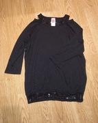 Elegancka czarna bluzka z cekinami rękaw 3/4 C&A 122 Here There Sylwester