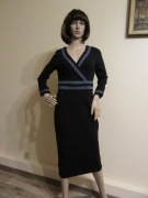 BODEN długa czarna sukienka ołówkowa szare lamówki NOWA _ XS