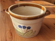 Osłona na doniczkę , z kwiatkami i z uszami  , kamionka 