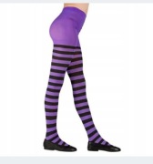 Rajstopy halloween wiek 2-4 czarno fioletowe pasy