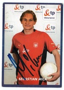 Sebastian Mila, autograf piłkarza na karcie, reprezentacja Polski 