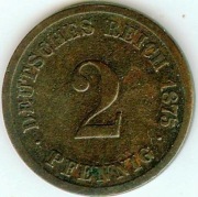 2 PFENNIG 1875 D - piękny stan !!!