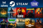 Steam 120 € Euro EU EUR Doładowanie Kod Karta Podarunkowa Gift