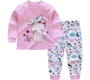 Piżama dziewczęca z długim rękawem 90 kot kotek róż różowa