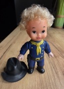 Lalka gumowa PRL laleczka stara vintage uniform przebranie