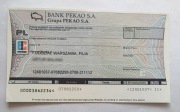 Oryginalny in blanco (niewypisany) czek typu eurocheque Bank Pekao S.A.