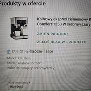 Kolbowy ekspres ciśnieniowy Klarstein Arabica Comfort 1350 W srebrny/szary
