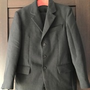 Czarny garnitur płócienny, 3częściowy, młodzieżowy