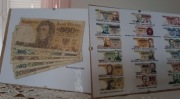 Wszystkie banknoty PRL na wydruku a5 i zestaw od 20 do 500 zł w ramkach 