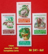 Znaczki fauna:241: zwierzęta- Kenia, Uganda, Tanzania- 1964r **