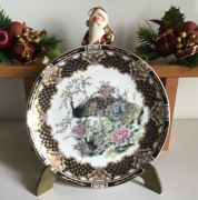 Porcelana chińska  Kolekcjonerski talerz dekoracyjny. Czarny paw Nowy