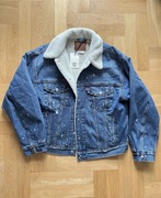 Levis kurtka jeansowa trucker niebieska z futerkiem rozm L unisex nowa