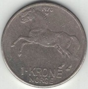 Norwegia 1 korona krone 1970 - 25 mm - nr 3