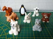 Lego DUPLO figurki zwierzątek:pingwin,wiewiórka,miś,królik,koza,kot -zestaw