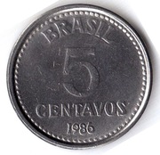 BRAZYLIA 5 centavos 1986, KM# 601, UNC