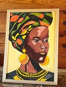 Afrykański obraz z Ghany sygnatura 3EL